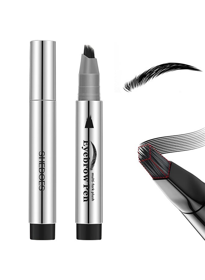 SHEDOES Multi-Fork Plush Eyebrow Pen,Liquid Eyebrow Pen, Waterproof Microblading Eyebrow Pencil with a Micro-Fork Tip Applicator, Creates Natural Looking Brows Effortlessly #01 BLACK - Image 1